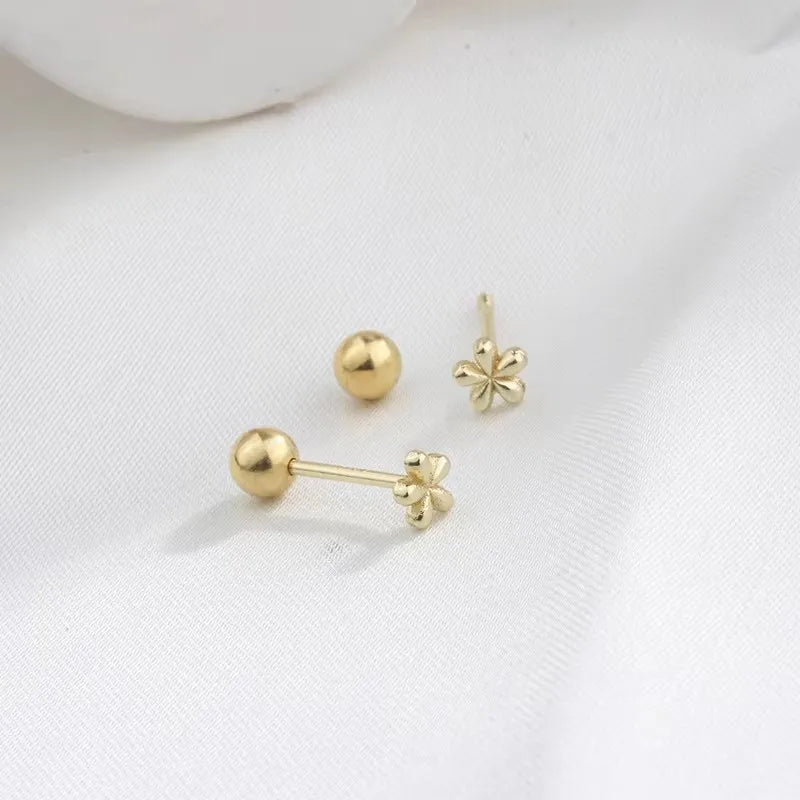 Minimalist Small Flower Screw Earrings