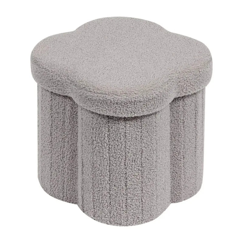 Hot-selling four-leaf clover shape storage stool, seating sofa stool folding teddy velvet shoe changing stool