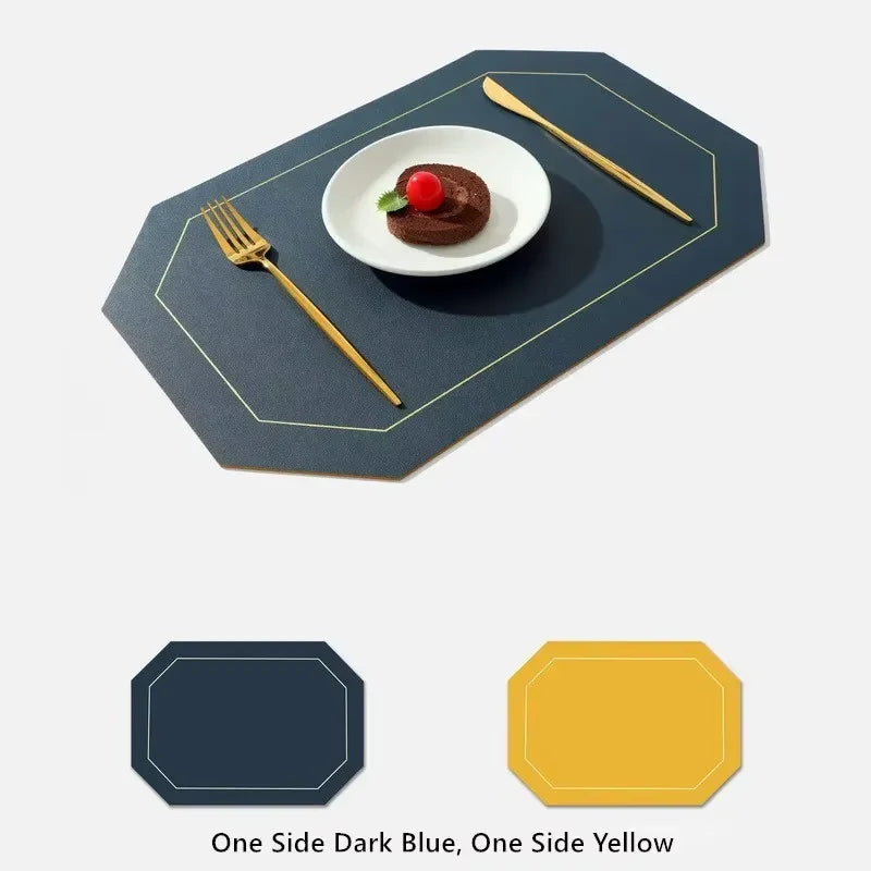 1/4pcs Faux Leather Placemats ,Waterproof,Oil-resistant, Heat-resistant, Anti-scald Dinner Bowl Mat, Kitchen Dining Table Mats
