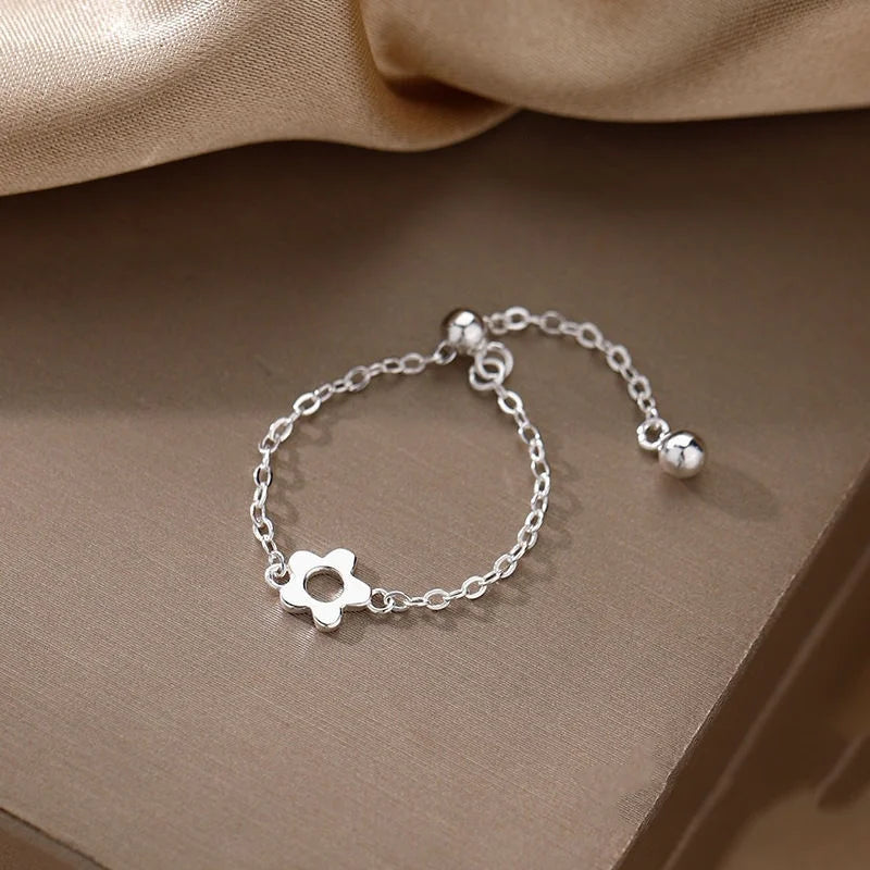 New Flower Multi Layer Long Tassel Chain Rings