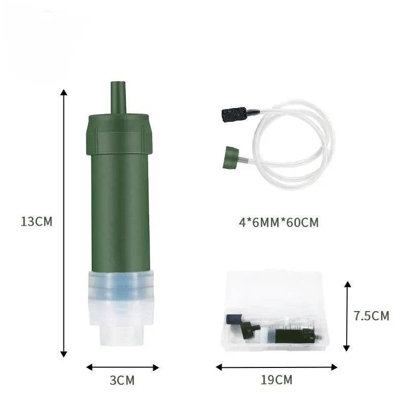 1pc Outdoor Mini Camping Purification Water Filter Straw TUP Carbon Fiber Water Bag for Survival Or Emergency Supplies
