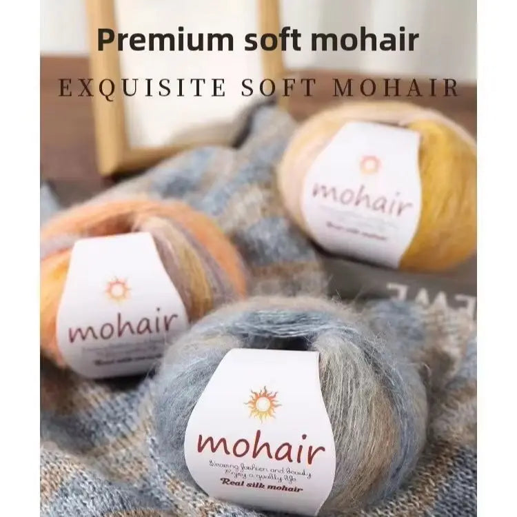 Silk gradual change mohair, hand DIY woven color wool super soft, plush bright silk wool ball