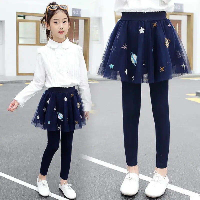 2025 New Spring Autumn TUTU Skirt Leggings Girls Kids Casual Pants Comfortable Cute Baby Clothes Children Clothing