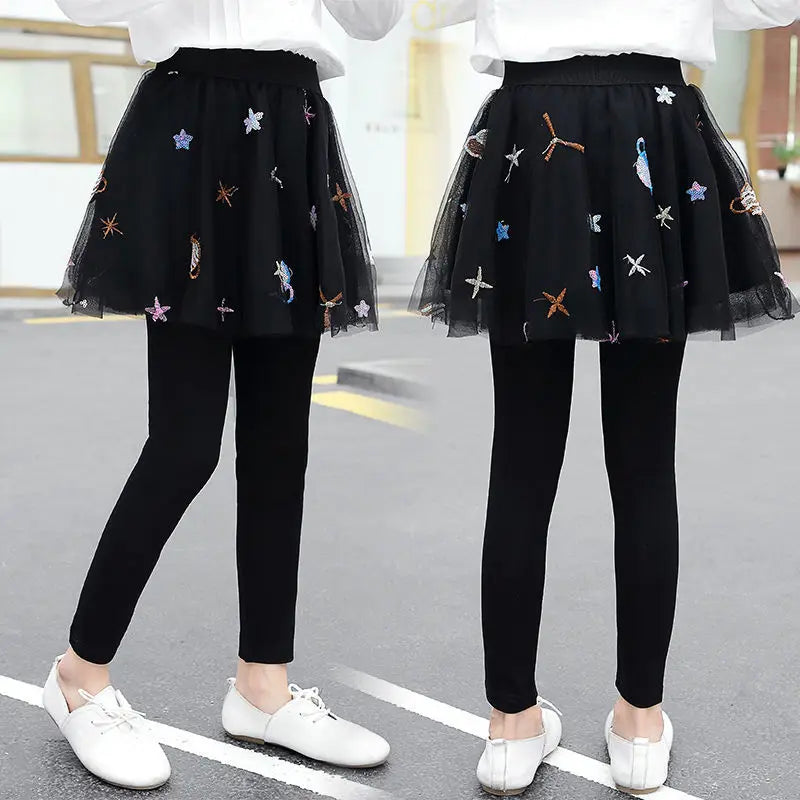 2025 New Spring Autumn TUTU Skirt Leggings Girls Kids Casual Pants Comfortable Cute Baby Clothes Children Clothing