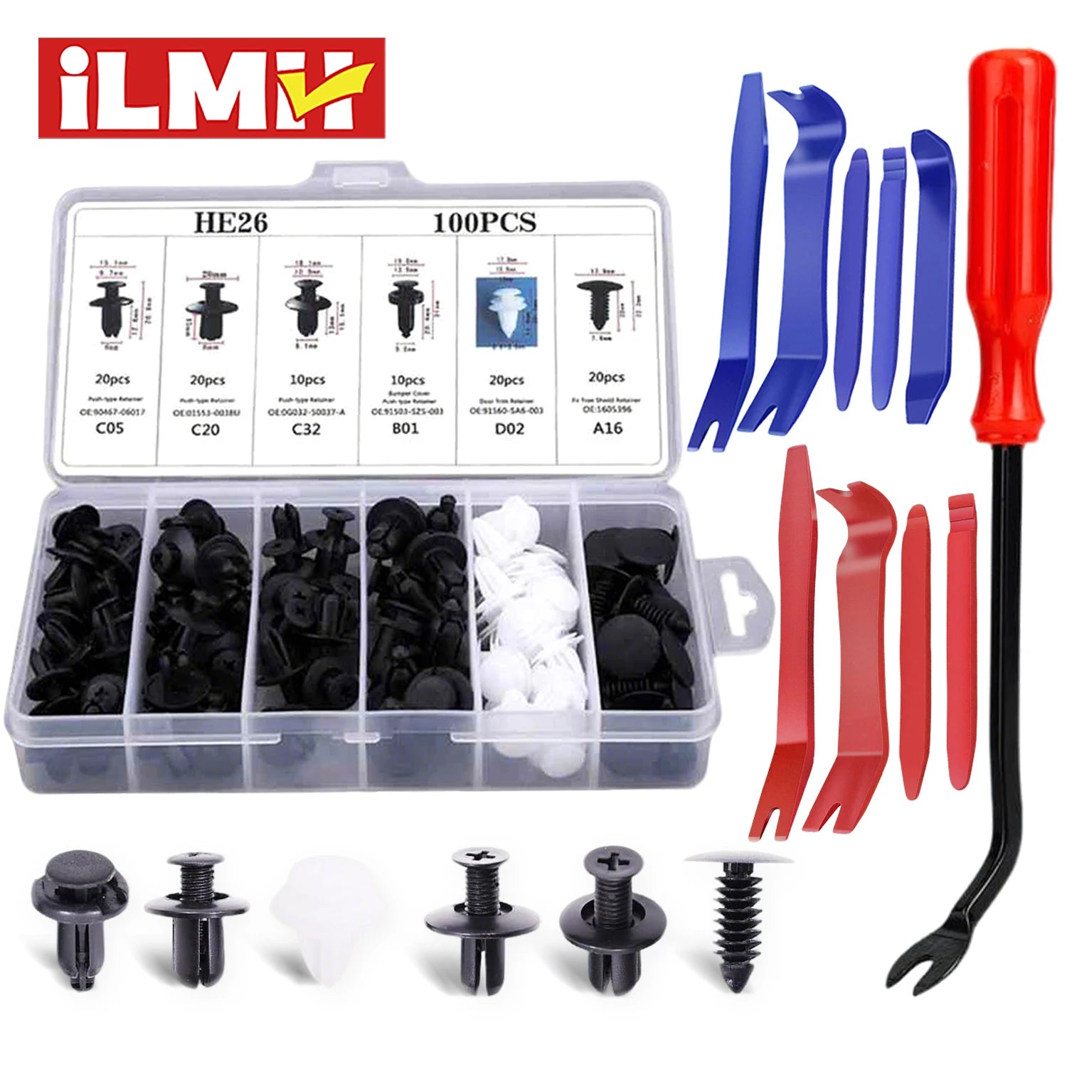 100pcs Auto Fastener Clip Kit