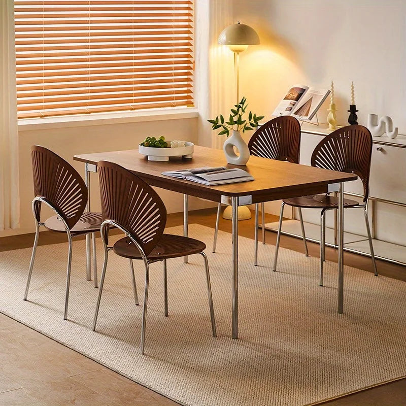 Nordic dining chair solid wood home coffee chair backrest retro dining table and chair simple guest negotiation casualshellchair