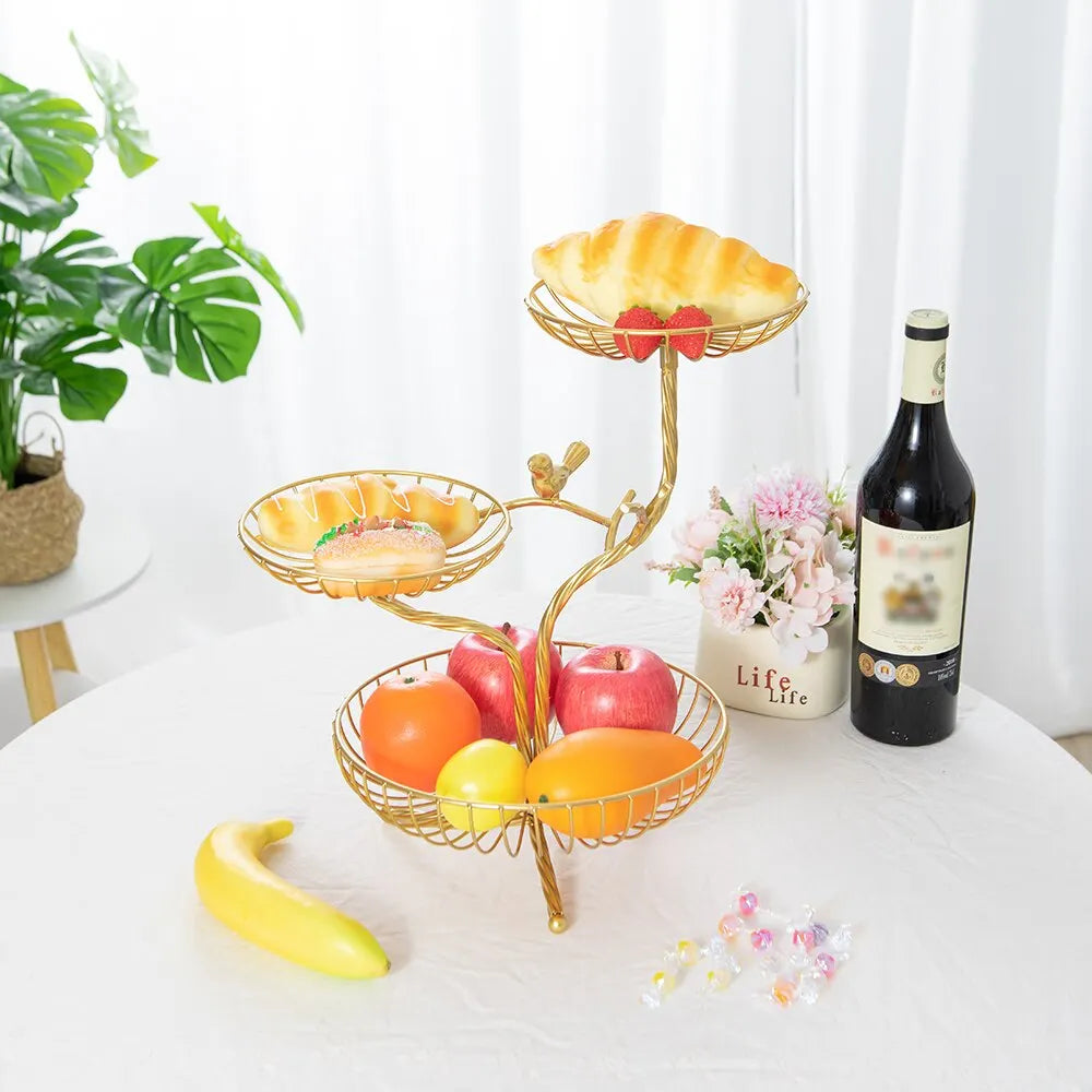 1PC Removable Household Wrought Iron Fruit Basket Fashion Creative Fruit Drain Desktop Storage Basket