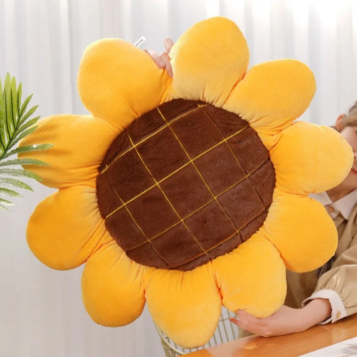 Sunflower Throw Pillow,Flower Shaped Pillows Floor Pillow Seating Cushion,Seating Cushion,Cute Room Decor & Plush Pillow for Bed