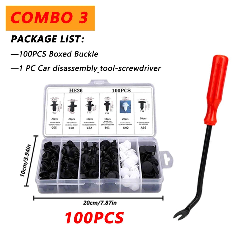 100pcs Auto Fastener Clip Kit