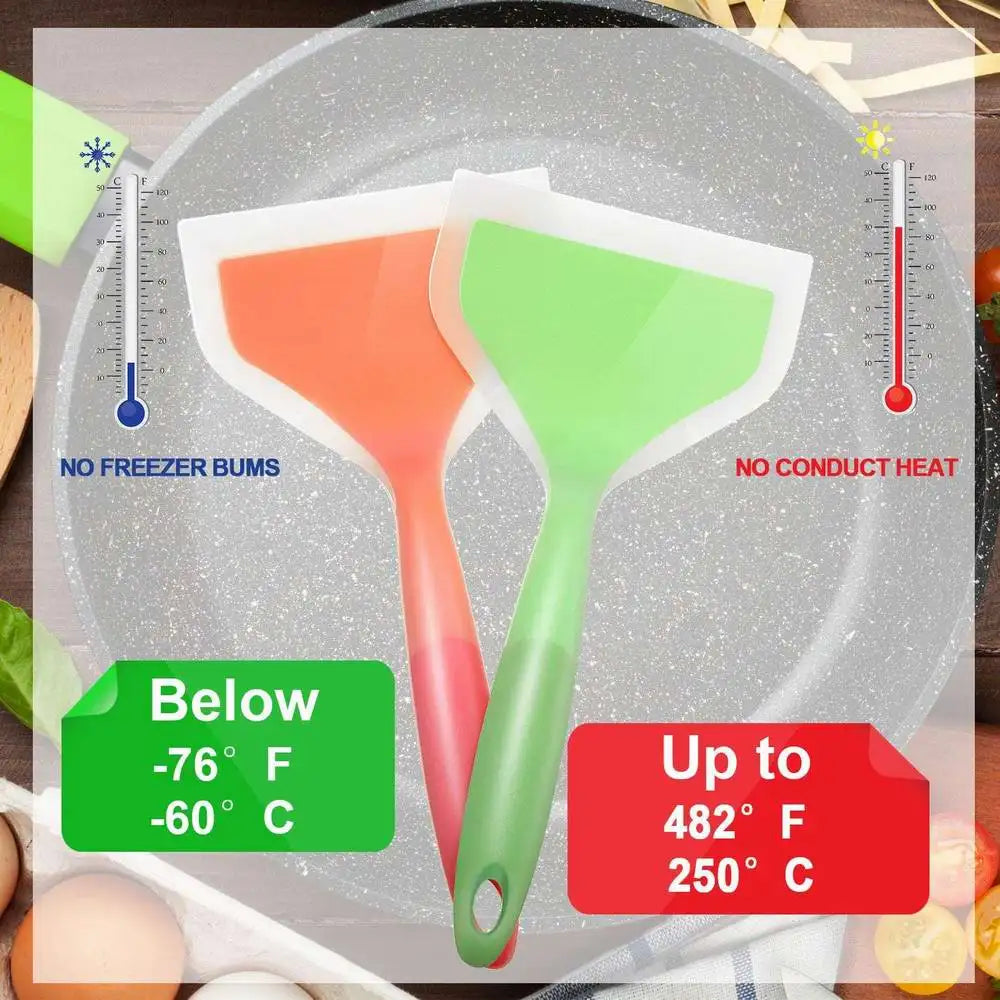 Silicone Spatula Pancakes Shovel 1PC Non-Stick Heat-Resistant Wide Flat Turner For Egg Tamales Pizza Random Color