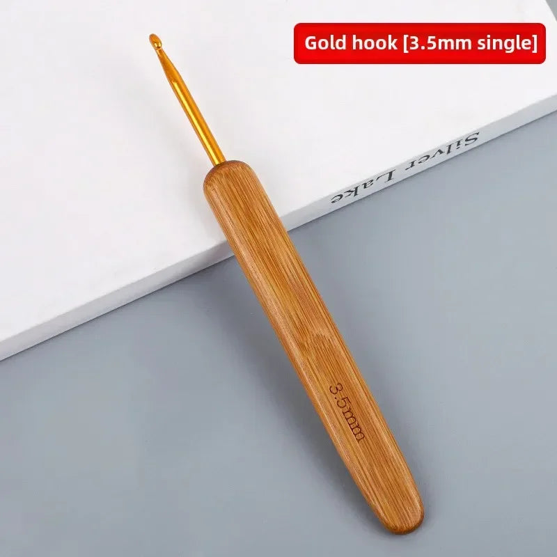 Full set of bamboo handle crochet bamboo crochet wool hook hand knitting tools sweater needle round head carbonized crochet