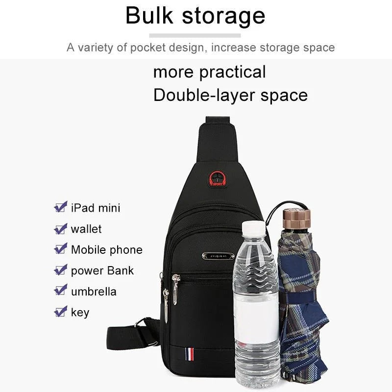 Unisex Canvas Leisure Sports Small Backpack Oxford Cloth One-shoulder Messenger Bag Chest Bag