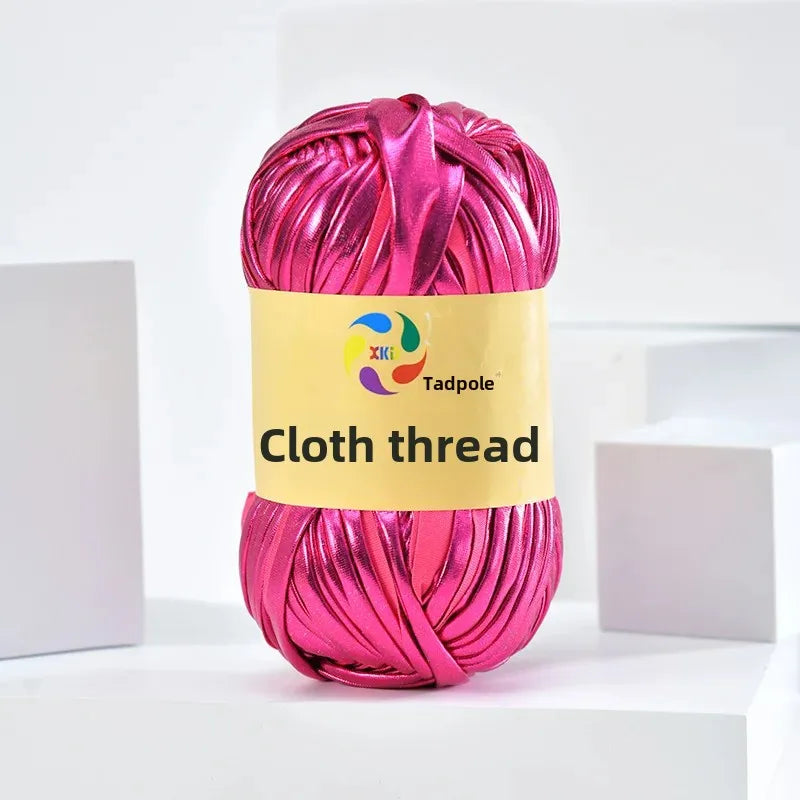New metal texture cloth line personalized wool DIY woven bag bright leather hand woven material