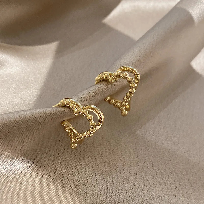 Double Layered Heart Stud Earrings