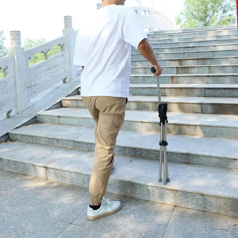 Travel walking cane folding stool portable cane stool non-slip light mountaineering pole multi-function