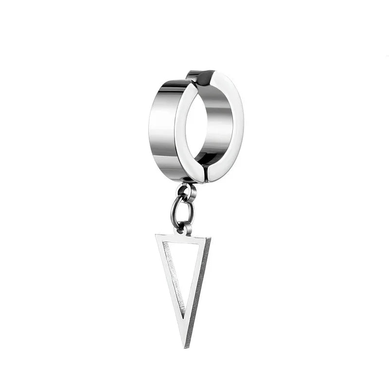 1 Pcs New Clip On Hoop Earrings For Men Women Stainless Steel Fake Non Piercing  Earring Without Ear Holes Black Huggie Hoop