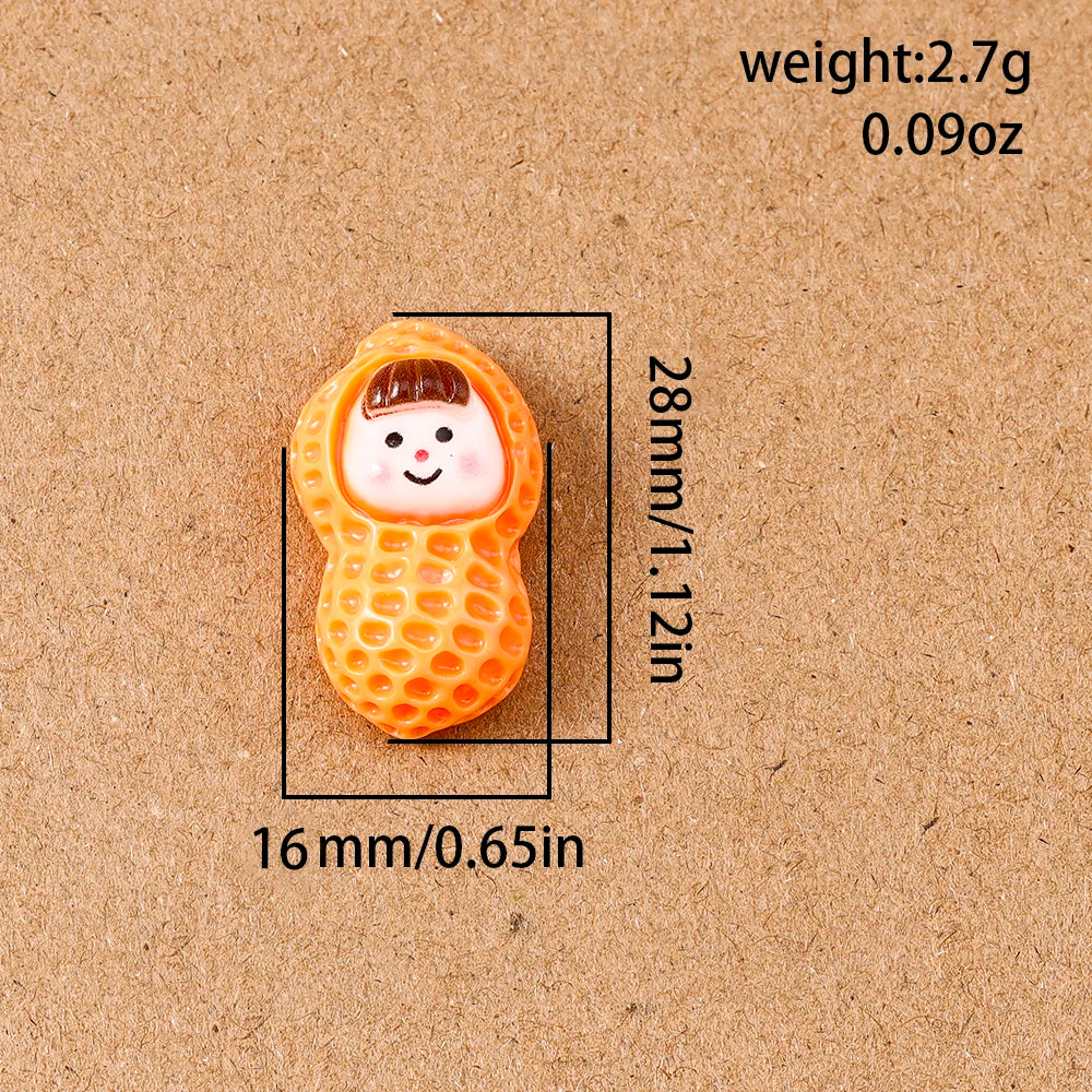 15pcs Cartoon Resin Simulation Peanut Flatback Cabochon Scrapbooking Embellishments for DIY Girls Hairpin Headband Gifts