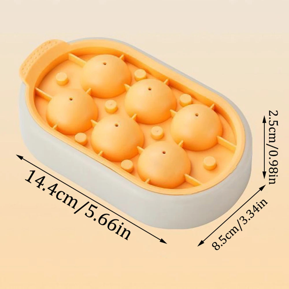 1PC Six Ice Cube Mold Silica Gel Ice Lattice Home Frozen Ball Ice Box No Leakage Round Ice Cube Mold