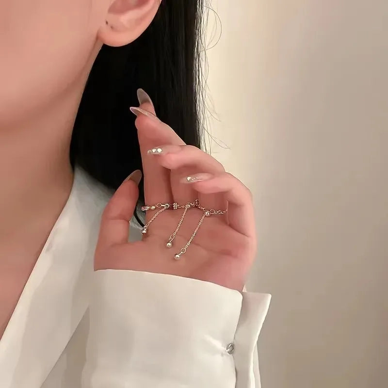 New Flower Multi Layer Long Tassel Chain Rings