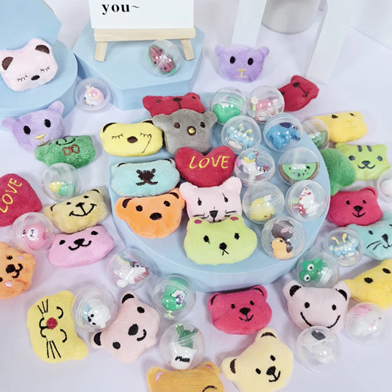 10-30pcs Animal Plush Dolls Rabbit Bear Stuffed Toys Mini Girl Plush Claw Machine Doll Accessories 32mm Twisted Egg Toys Gift