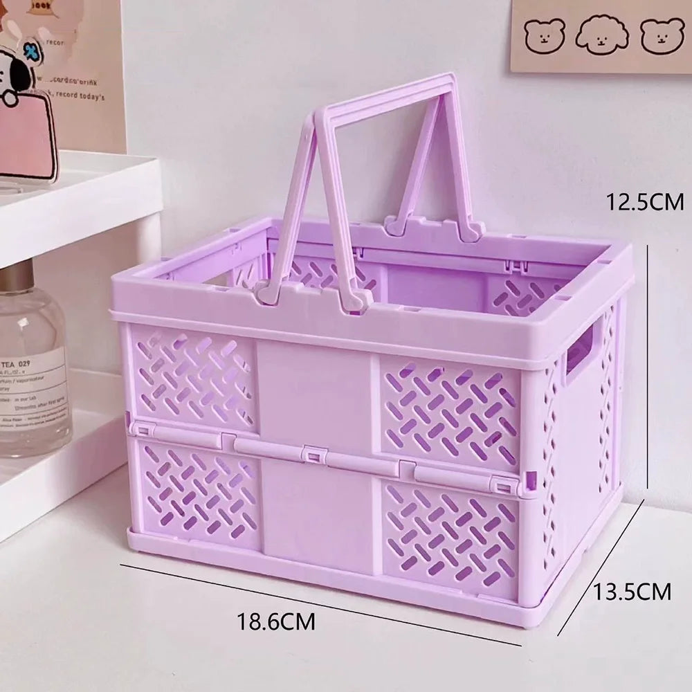 1PC Multifunctional Sundries Foldable Portable Multi-Color Storage Basket Desktop Snack Organizer Basket Storage Box