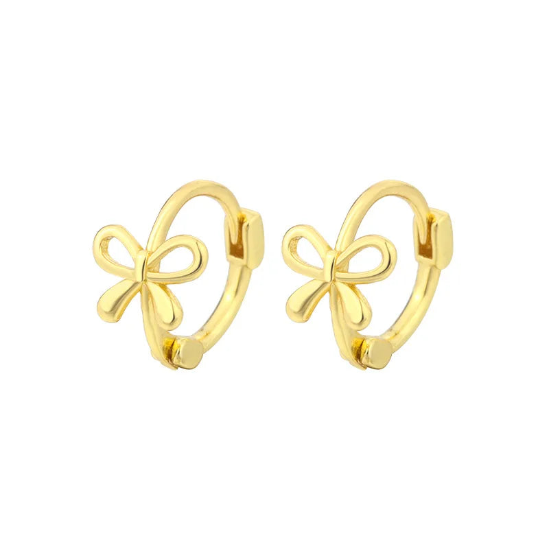 Vintage Silver Color Metal Bow-knot Chic Hoop Earrings