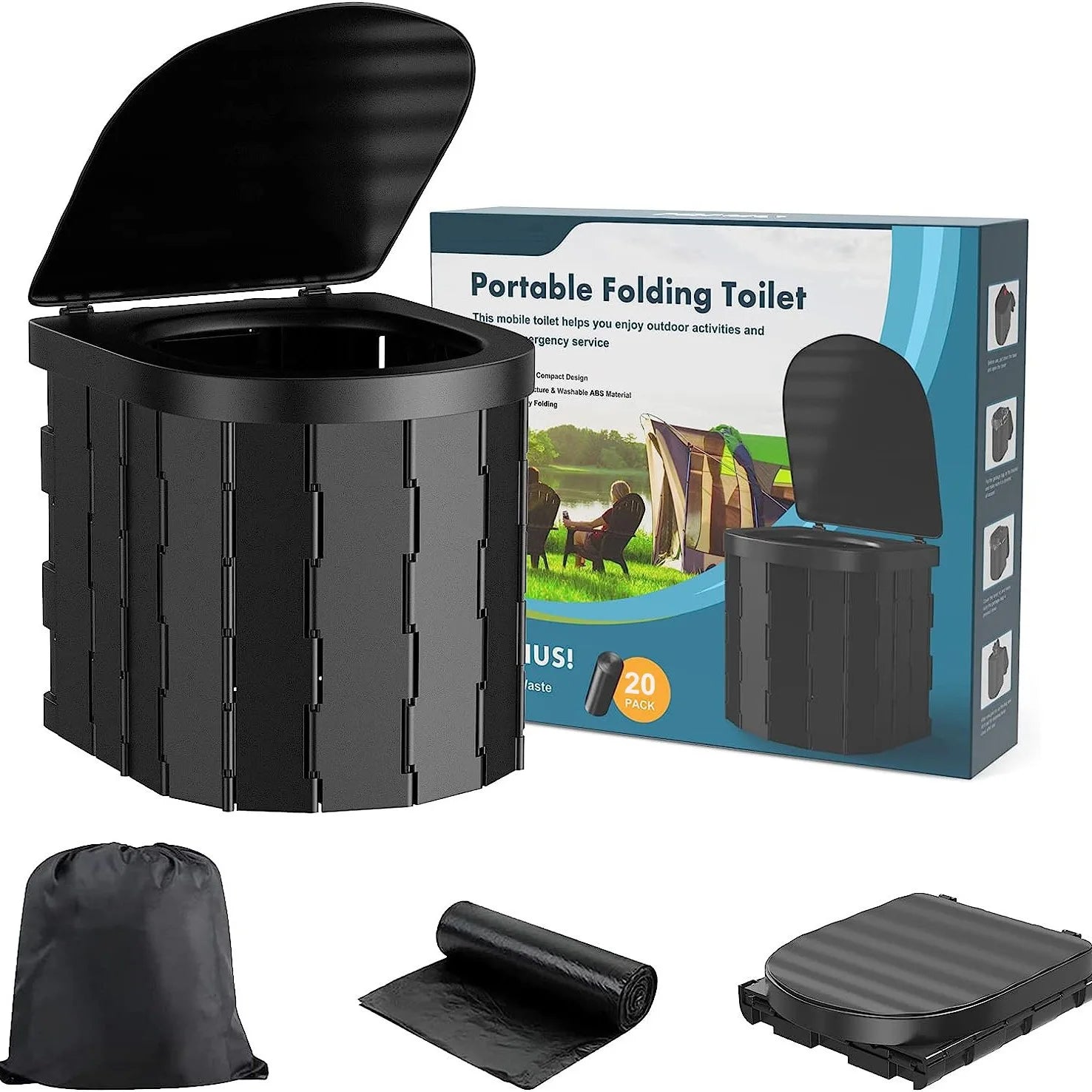 New folding integrated portable toilet, car-mounted self-driving outdoor products toilet