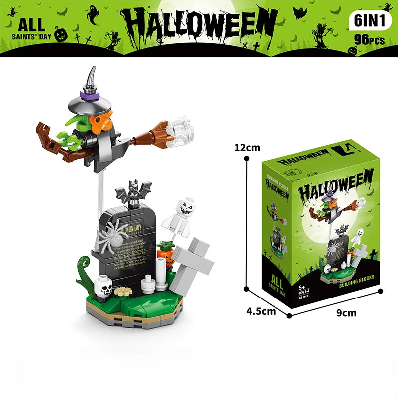 DIY Model Halloween Building Block Set Pumpkin House Educational Building Block Toy Children's Festive Gifts for Home Decoration