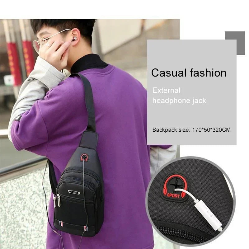 Unisex Canvas Leisure Sports Small Backpack Oxford Cloth One-shoulder Messenger Bag Chest Bag