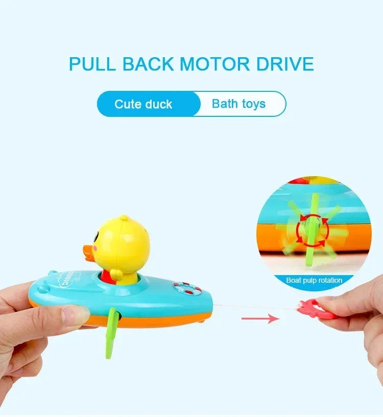 1 pcs Cute Cartoon Duck Bath Toys Classic Water Toy Back Rowing Boat  Baby Bathing Swim Duck Chain Clockwork Toy for Children