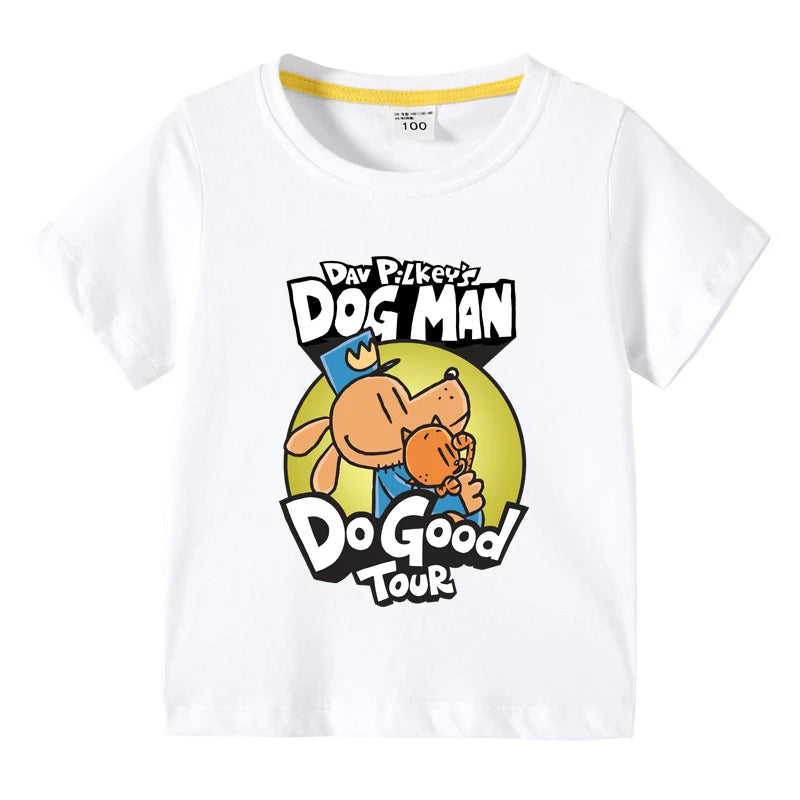 2025 New Kids Clothing Dog Man Do Good Tour Graphic T-Shirt Children Summer Cartoon Short Sleeve Tee Boys Girls Fashion Clothes