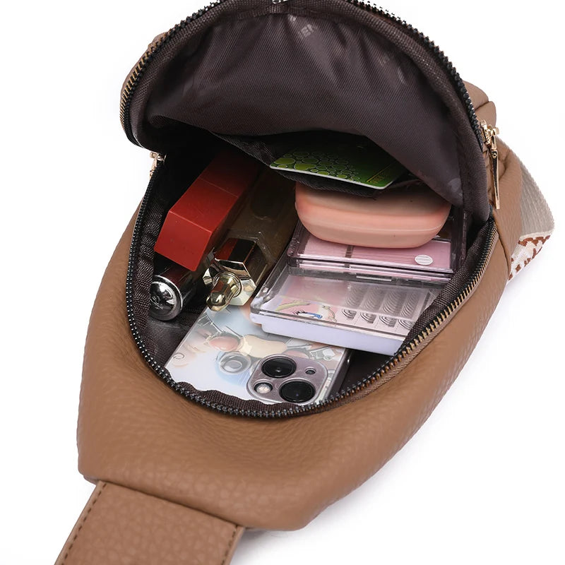 1 Piece of Solid Color Wide Shoulder Strap Crossbody Bag, Fashionable Chest Bag That Can Hold Mobile Phone