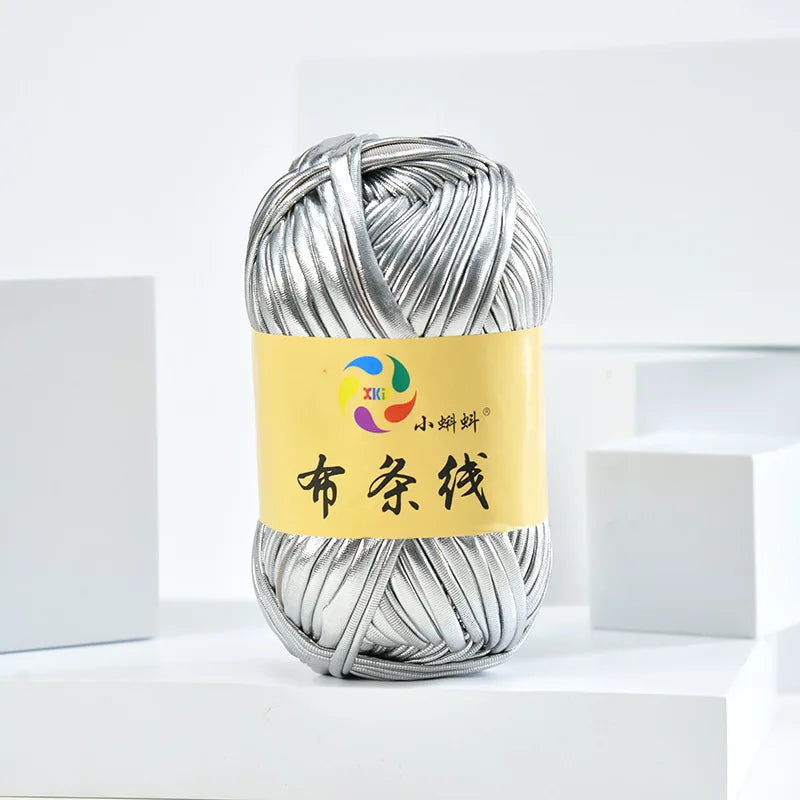 Metal texture cloth line personalized wool DIY woven bag bright leather hand woven material