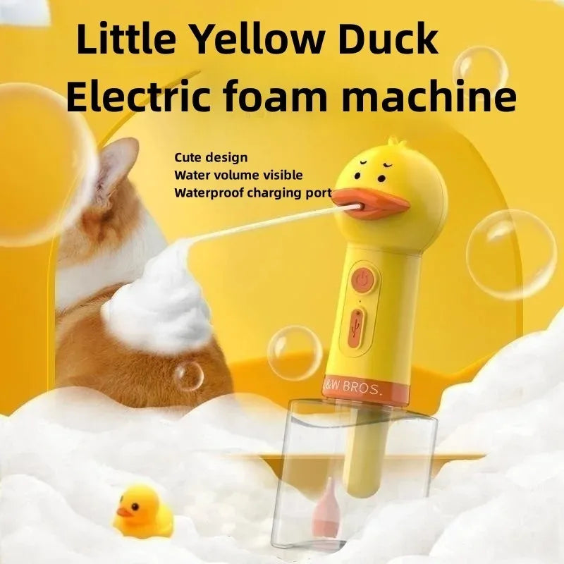 Yellow Duck Pet Cleaning Bath Electric Foam Machine Usb Charging Automatic Soap Loudspeaker Foam Machine Pet Accessories