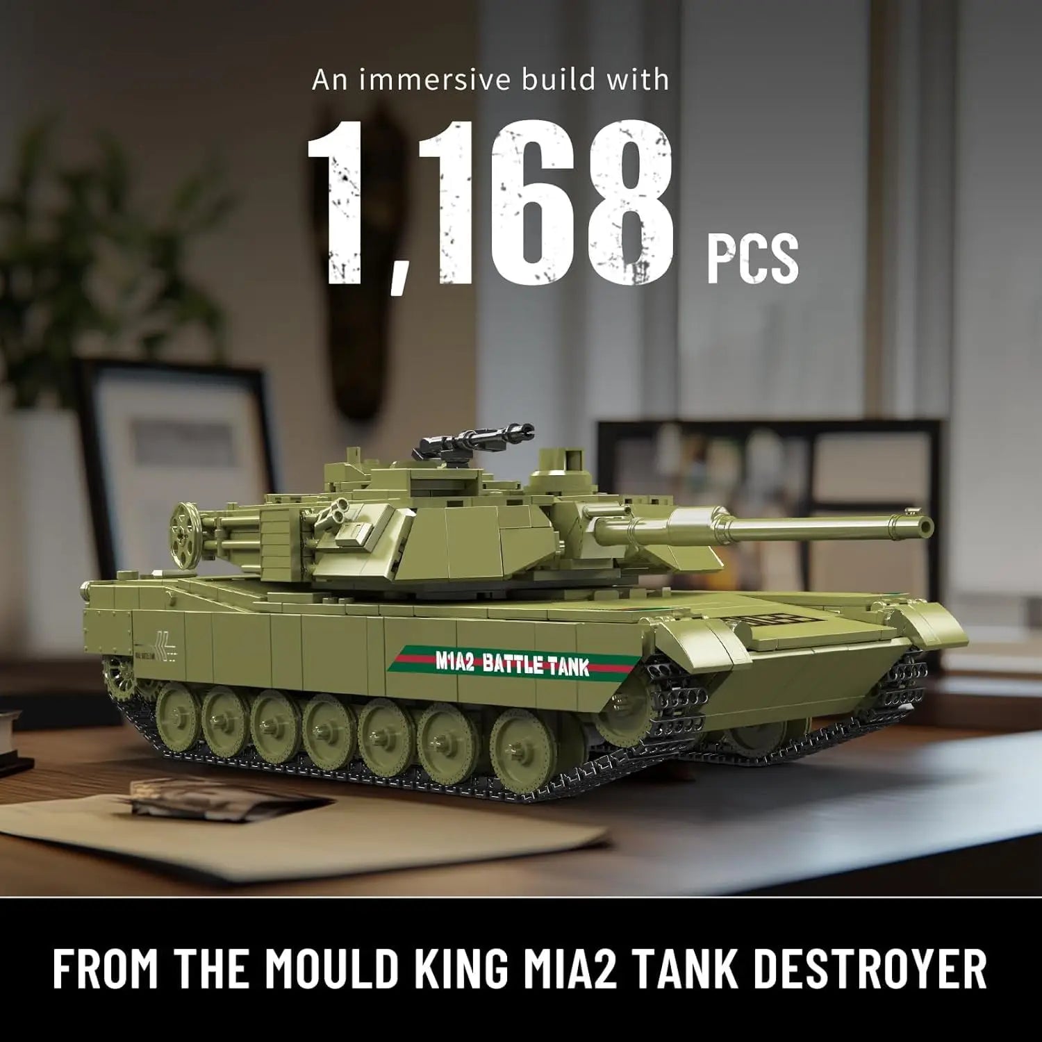 Mould King 20033 1168 PCS RC Military Tank Building Kit, APP Controlled Army Model for Adults & Teens, Collectible Display Gift