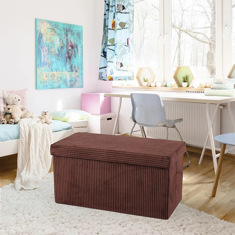 Popular flannel striped storage stool folding stool home flannel finishing storage stool shoe changing stool