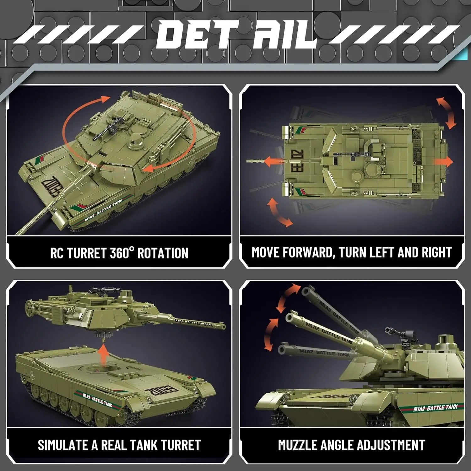 Mould King 20033 1168 PCS RC Military Tank Building Kit, APP Controlled Army Model for Adults & Teens, Collectible Display Gift