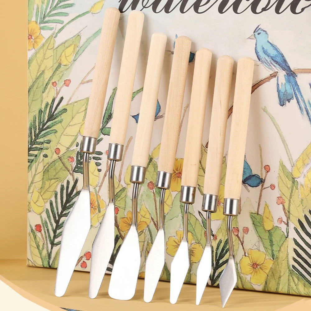 1Set/3Set Oil Painting Scraper Set Paint Wood Handle Palette Knife Art Gouache Paint Painting Scraper