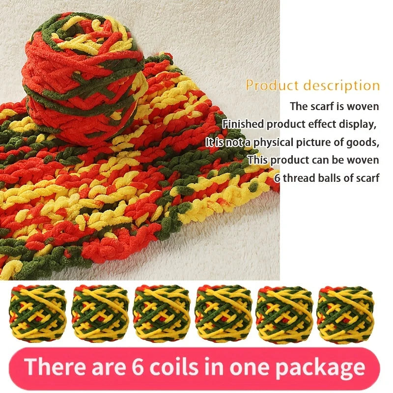 6 Thread Balls+1 Teddy Bear Jewelry Handmade Gift Woven Scarf Thread DIY Ice Stripe Thread Thick Yarn Ball