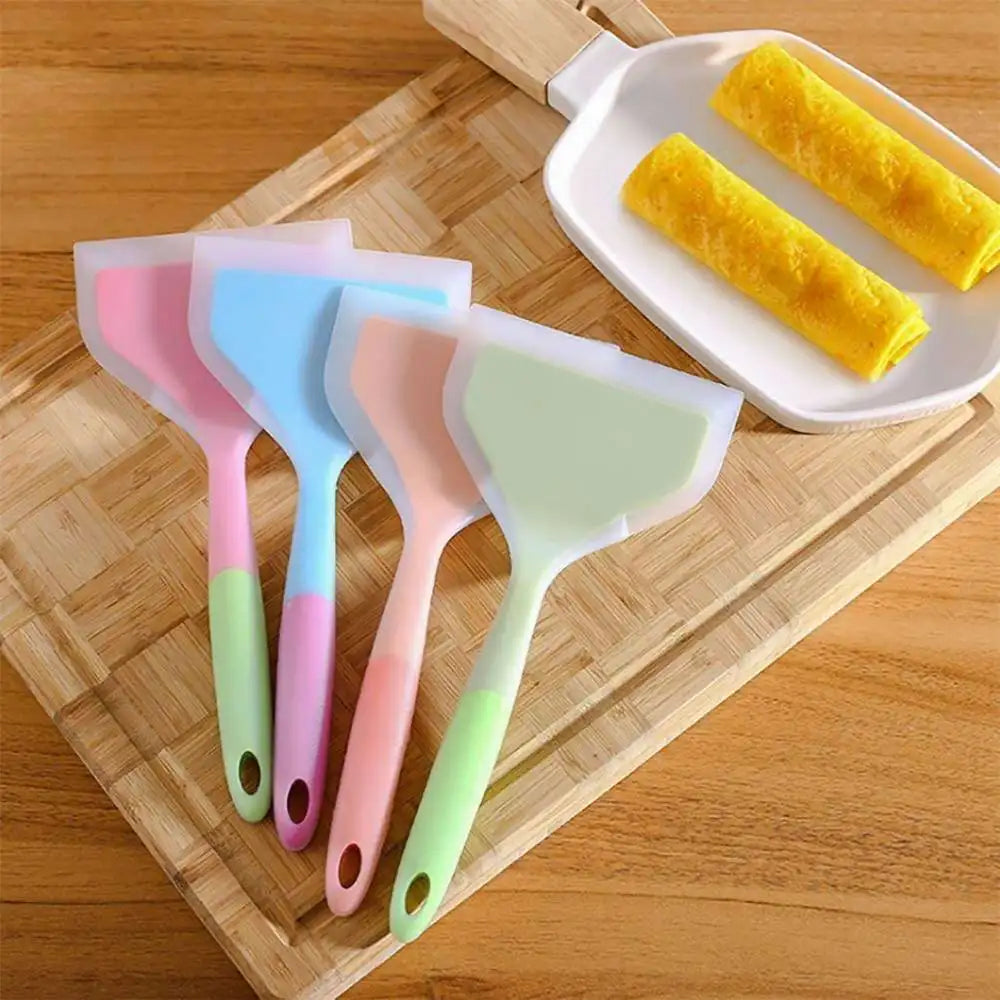 Silicone Spatula Pancakes Shovel 1PC Non-Stick Heat-Resistant Wide Flat Turner For Egg Tamales Pizza Random Color