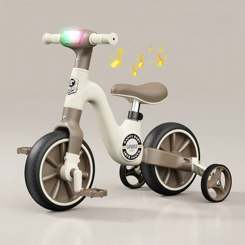 2-in-1 Children's Balance Bike Three Wheeled Multifunctional Pedals with Music Lighting Baby Walker Indoor and Outdoor Toys