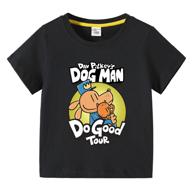 2025 New Kids Clothing Dog Man Do Good Tour Graphic T-Shirt Children Summer Cartoon Short Sleeve Tee Boys Girls Fashion Clothes
