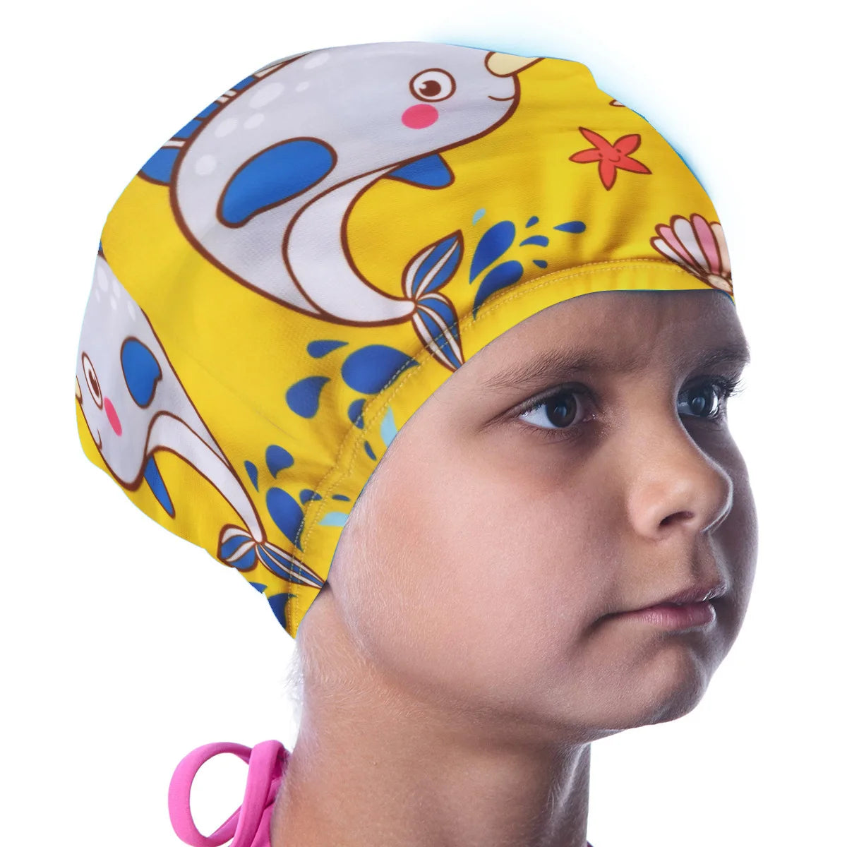 Children's swimming caps Boys and girls do not keep their heads and ears protected Cute swimming caps Baby hat cloth spot