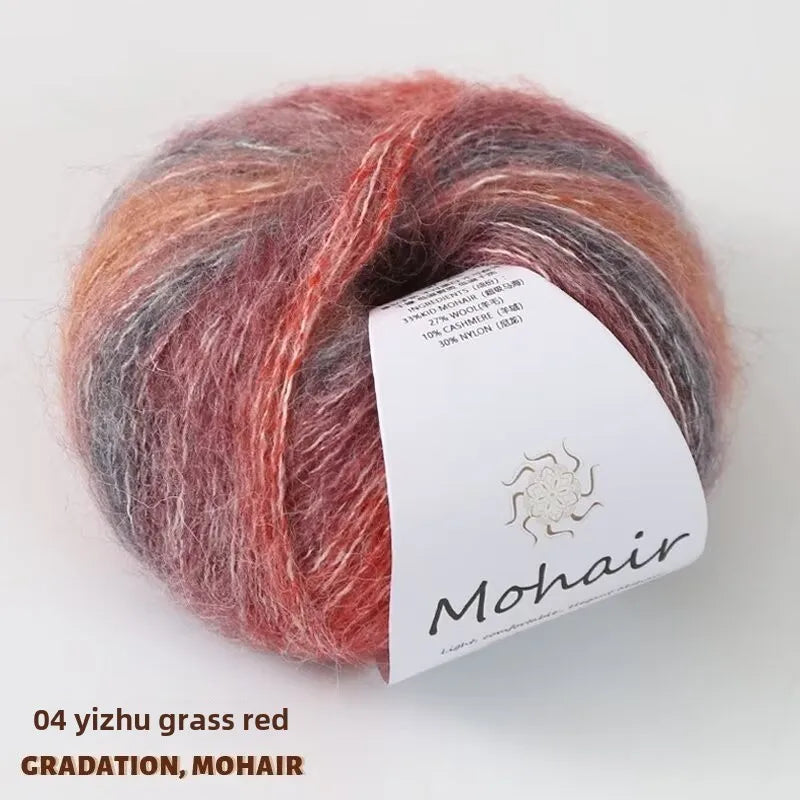 Silk gradual change mohair, hand DIY woven color wool super soft, plush bright silk wool ball