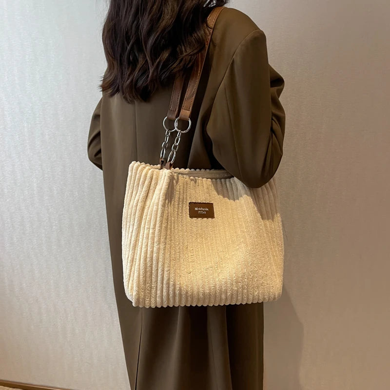 1 Piece of Pure Color Shoulder Bag for Women, Large Capacity Tote Bag, Fashionable Bucket Bag That Can Hold iPad