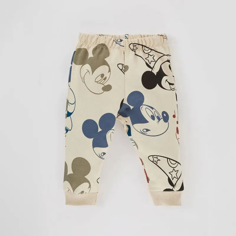2024 Fashion Mickey Mouse Printed Tracksuits for Kids Cotton Round Neck Sweatshirt + Pant 2Pcs Baby Boys Girl Clothes Set