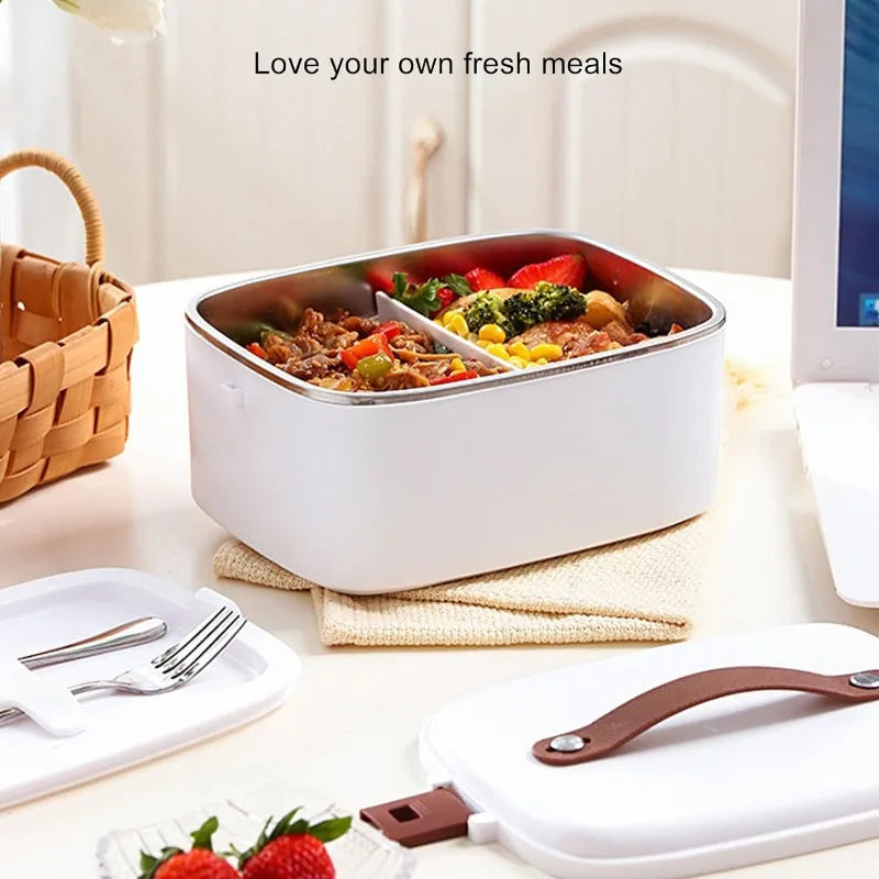 1.8L Electric Lunch Box,Stainless Steel Portable Heated Lunch Box Faster Food Warmer Removable Stainless Container for Car Home