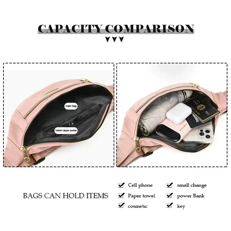 Rilibegan Men's and Women's Street Trend Waist Bag Oxford Casual Color Waist Bag Crossbody Chest Bag