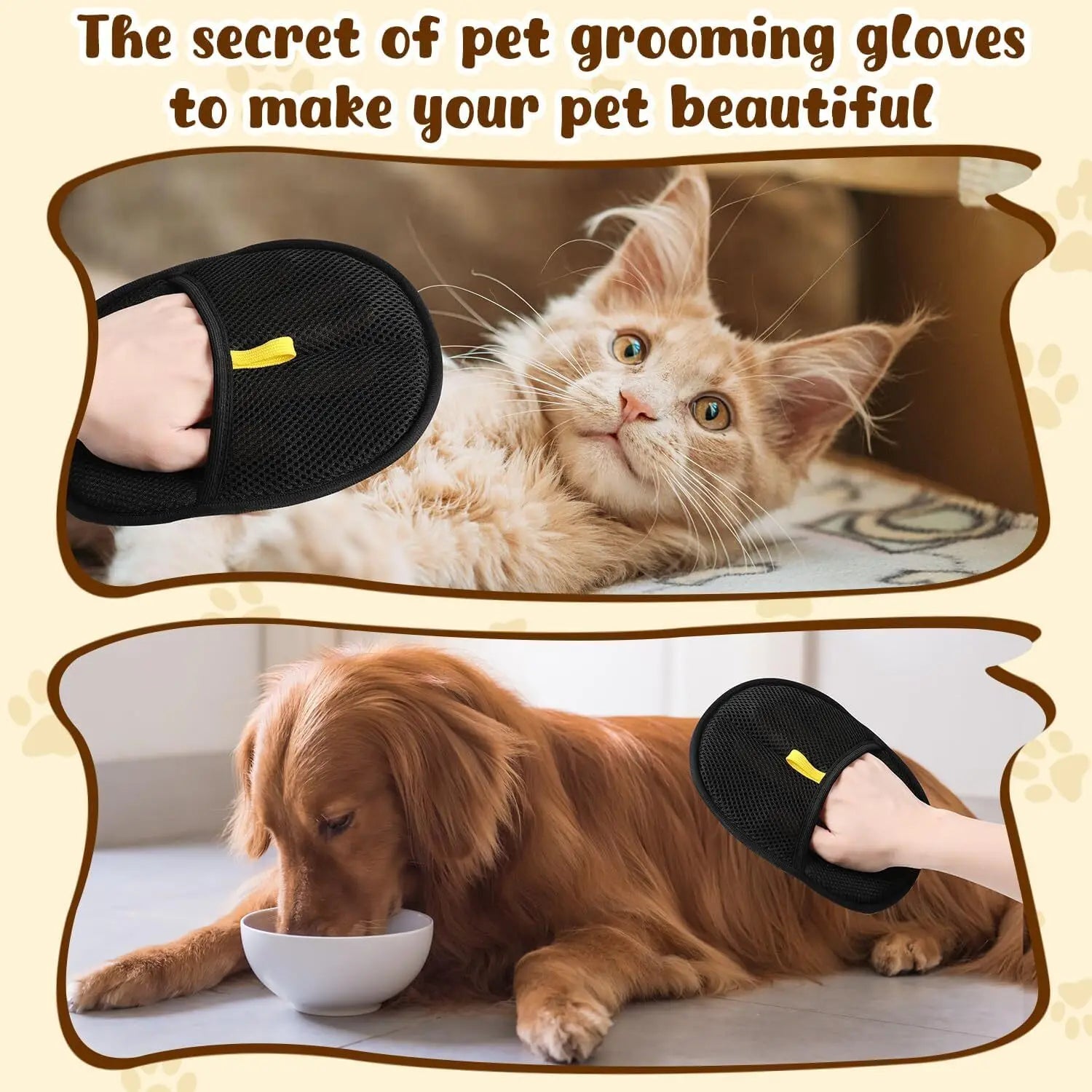 Pet Hair Remover Cat Gloves Double-Sided Fur Gloves Cat Dog Grooming Gloves for Washing Deshedding Cleaning Carpets Sofas
