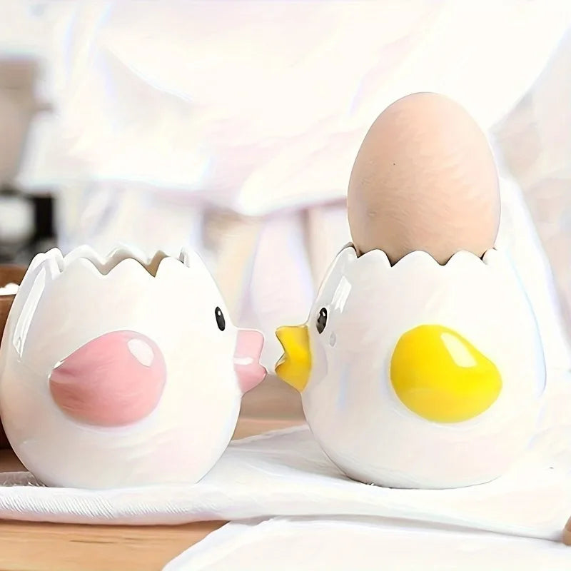 1pc Cute Little Chicken Ceramic Egg Separator Creative Egg Separator Egg Yolk Egg White Separator Filter Baking Tool For Bakery
